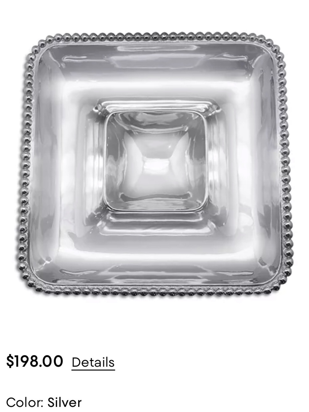 Mariposa Pearled Square Chip & Dip Server